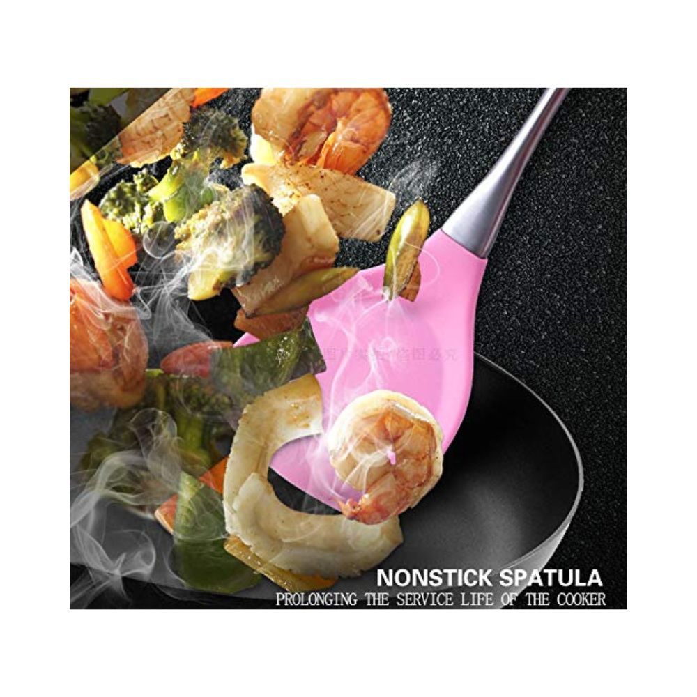 Baskety Kitchen Flexible Silicone Soft Edge Slotted Spatula Fish Turner Spatula