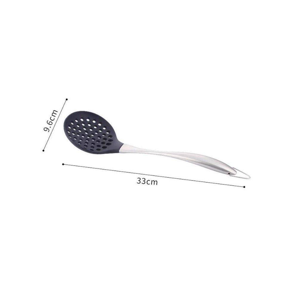 Baskety Premium Siliocne Nylon Stainless Steel Fring Spoon Strainer Slotted Spoon Ladle Spatula Turner