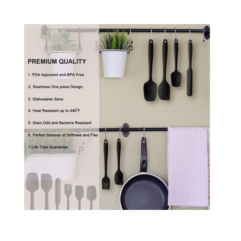 Baskety Silicone Spatula Set - 6 Piece Non-Stick Silicone Spatula Set with Stainless Steel Core
