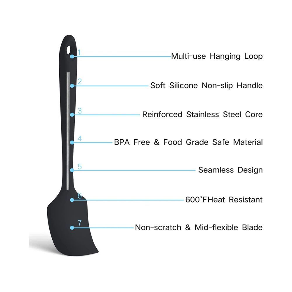 Baskety Silicone Spatula Set 3-Piece Heat-Resistant One Piece Design Seamless Rubber Spatula