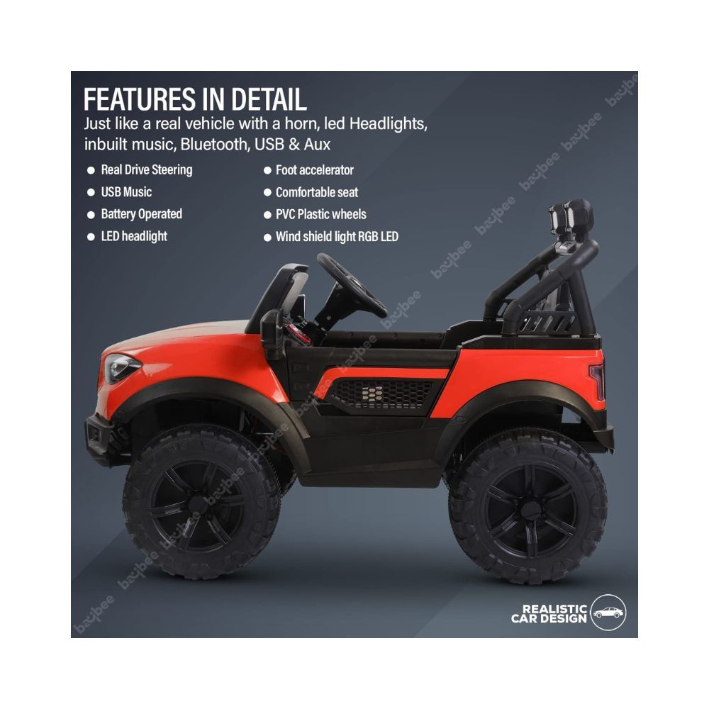 Baybee Dodge Baby Toy Car to Drive, Rechargeable 12V Battery Operated Ride-On Car for Kids Music Lights with R/C Jeep, Electric-Car