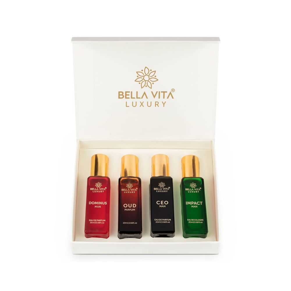 Bella Vita Organic Man Perfume Gift Set for Men 4x20 ml Perfumes Luxury Scent with Long Lasting Fragrance