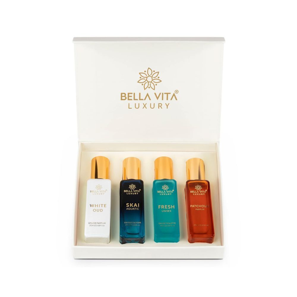 Bella Vita Organic Unisex Luxury Perfume Gift Set 4x20 ML For Men & Women | Long Lasting Fragrance Eau De Parfum