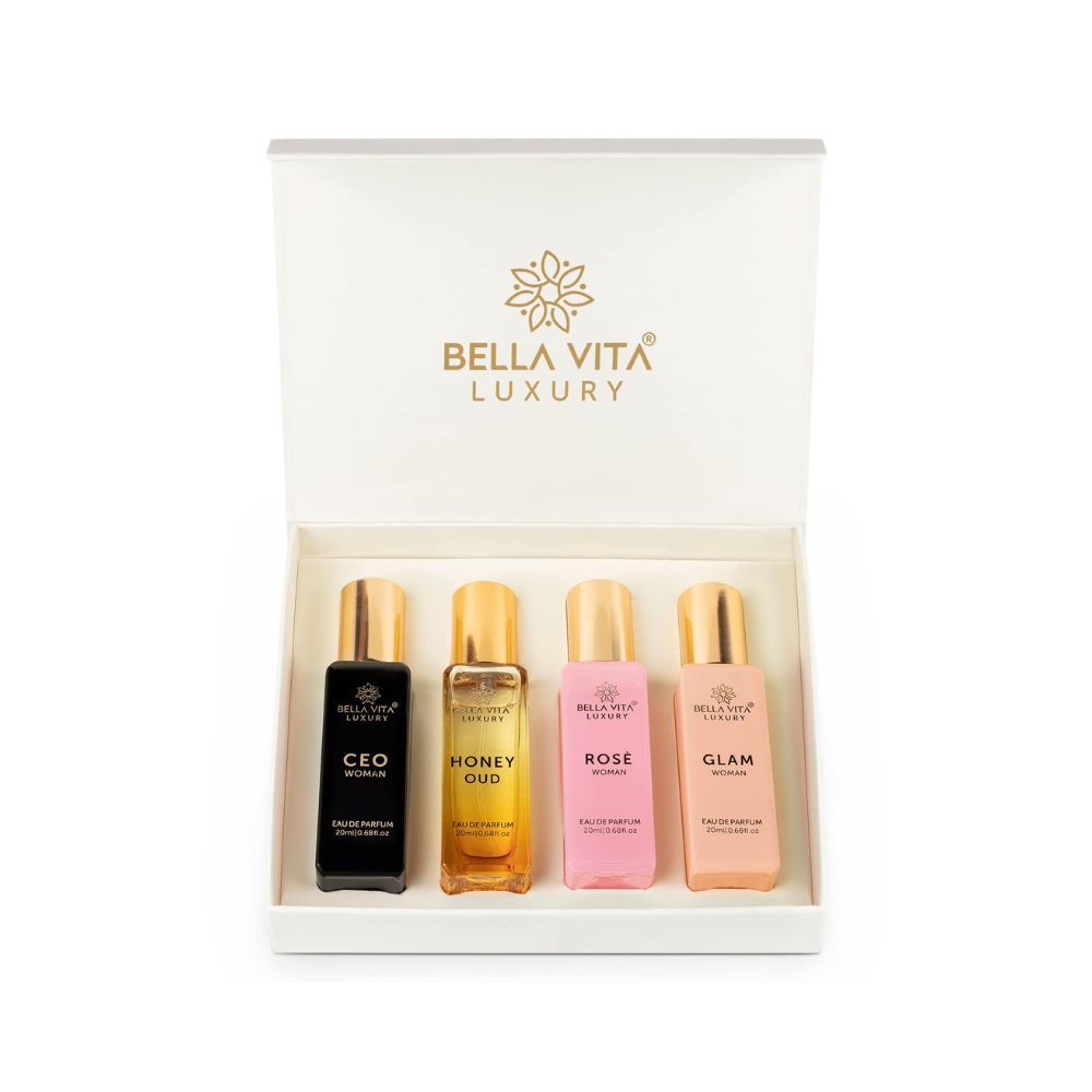 Bella Vita Organic Women's Luxury Perfume Gift Set 4x20 ML | Luxury Scent with Long Lasting Fragrance Eau De Parfum