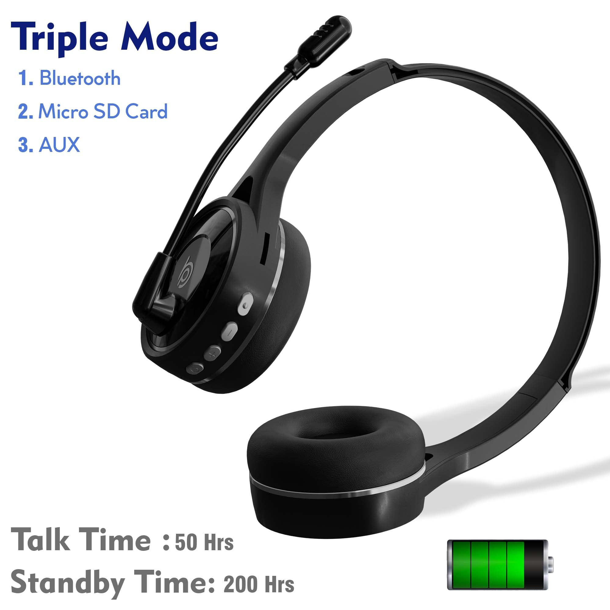 BigPassport Bluetooth Wireless Over-Ear Headset with Mic  Noise-Cancelling Headphones for Skype Zoom Online Meetings Call Center Office PC Laptop  Pro-AirBp30 Black