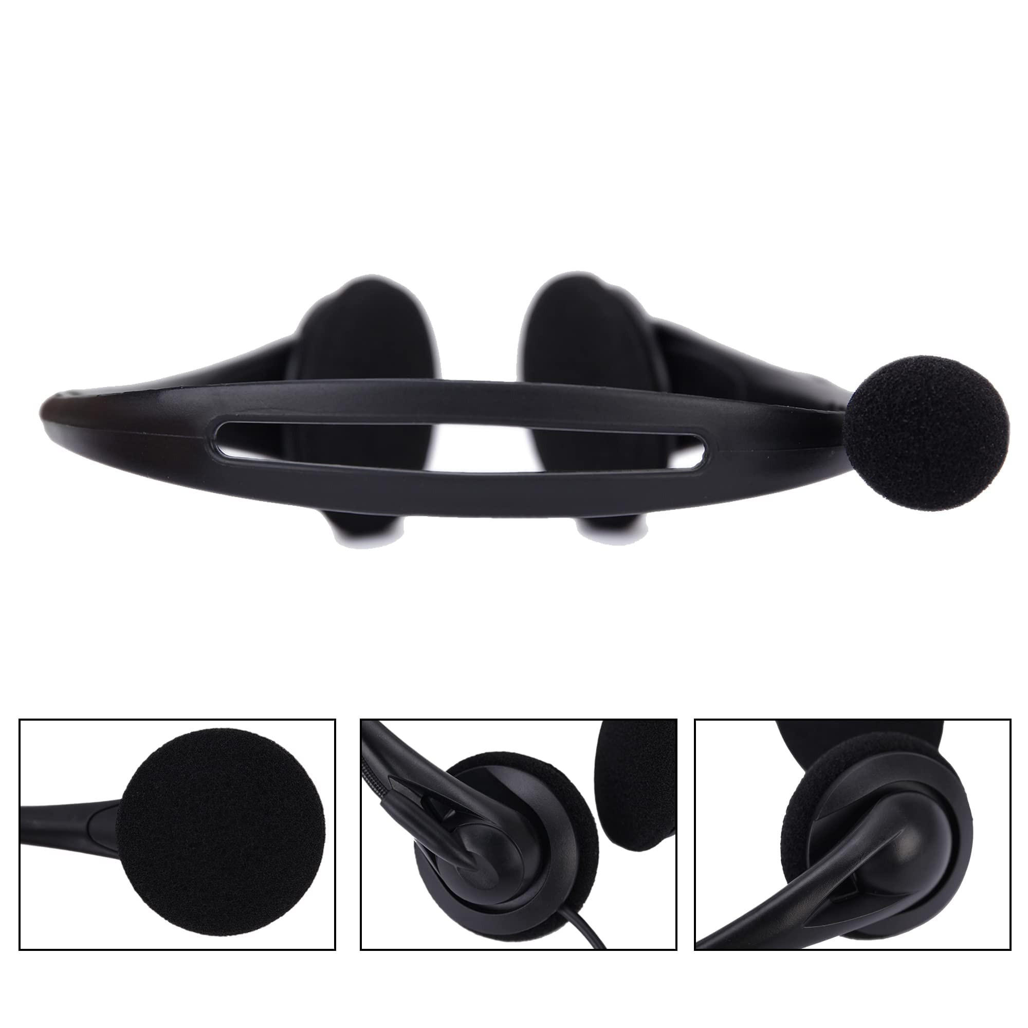 BigPassport USB Wired On-Ear Headphones with Mic  Stereo Headset with Microphone for Laptop PC Office Skype Online Classes Calls Interview Zoom Teams  USB Audio  Pro-Tech 491