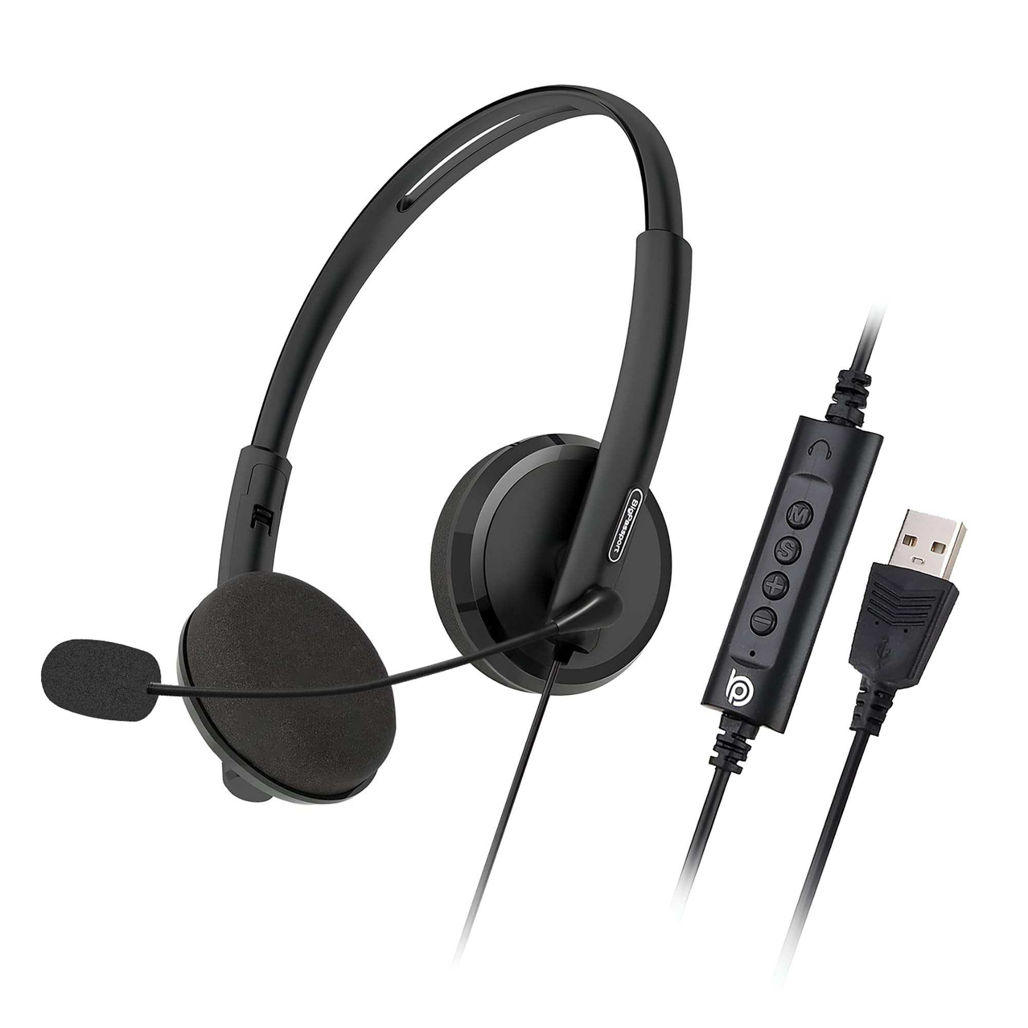 BigPassport USB Wired Over-Ear Headphones with Mic  Noise-Cancelling Headset for PC Laptop Computer Office Skype Zoom Online Classes Call Center  USB Audio  Pro-Tech 134 Black