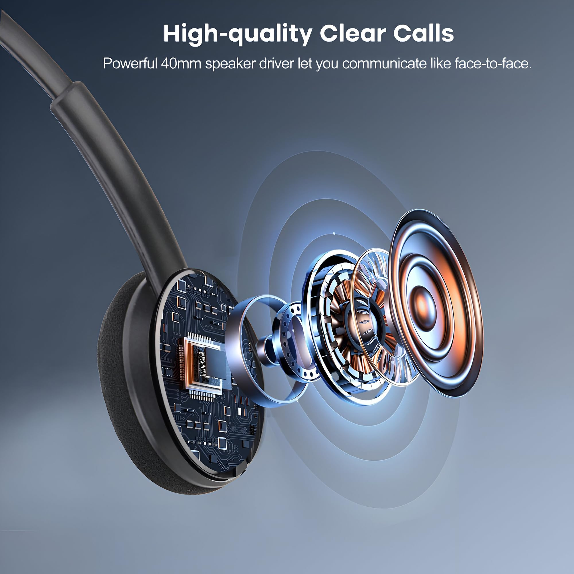 BigPassport USB Wired Over-Ear Headphones with Mic  Noise-Cancelling Headset for PC Laptop Computer Office Skype Zoom Online Classes Call Center  USB Audio  Pro-Tech 134 Black