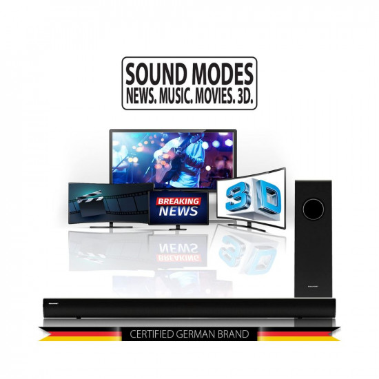 Blaupunkt Germany's SBW200 160 Watt 2.1 Soundbar with 8 Inch(20cm) Subwoofer, HDMI-ARC, AUX, Bluetooth and Remote Control