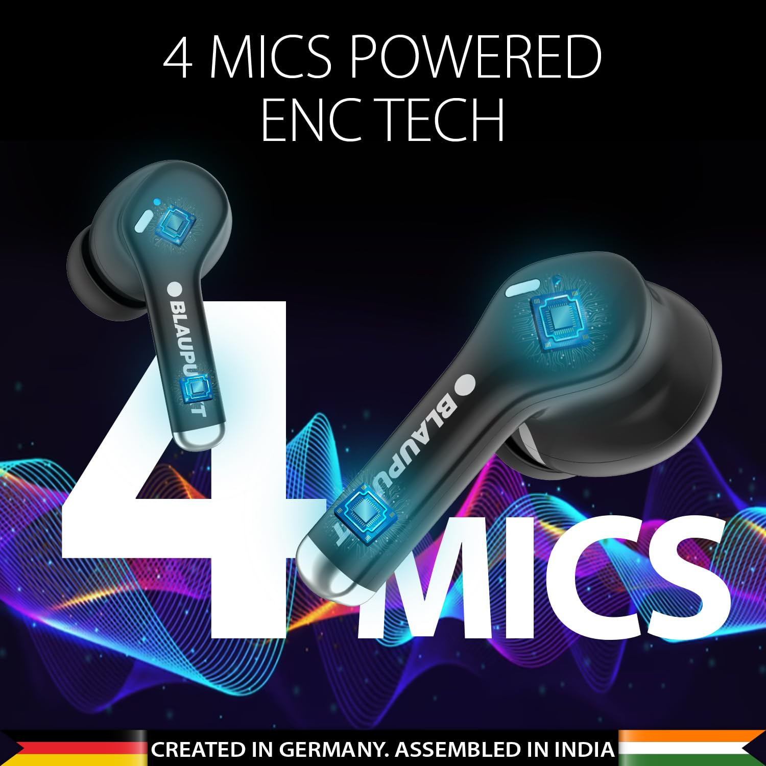 Blaupunkt Newly Launched Btw100 Xtreme Truly Wireless Bluetooth Earbuds I 99H Playtime I Quad Mic I Crispr Enc Tech I Gaming Mode I Turbovolt Charging I Bt Version 53 Blackin Ear