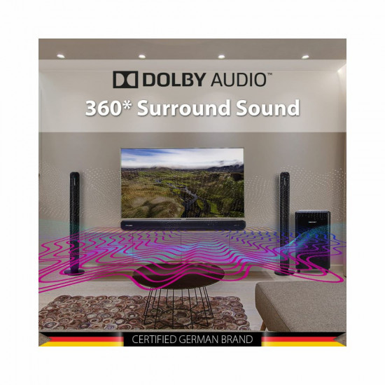 Blaupunkt SBW600 5 1 Dolby Audio Home Theater Surround Soundbar with Wireless Rear Satellites I 360W with 20 32cm Subwoofer I HDMI ARC I Coaxial I Optical I BT I AUX I USB I Remote Control