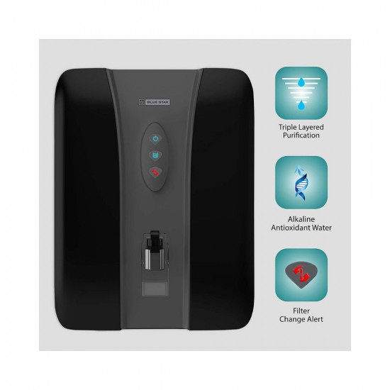 Blue Star Eleanor 8-Liter,RO + UV + UF + IBT + Alkaline Water Purifier, Black, EL5BLAM01