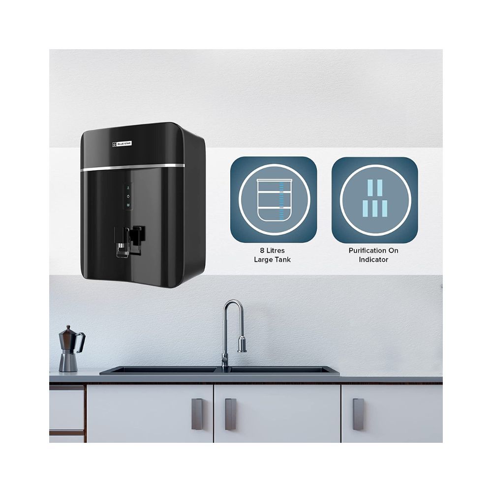 Blue Star Opulus 8 L RO+UV+UF+IBT Alkaline Water Purifier, Black