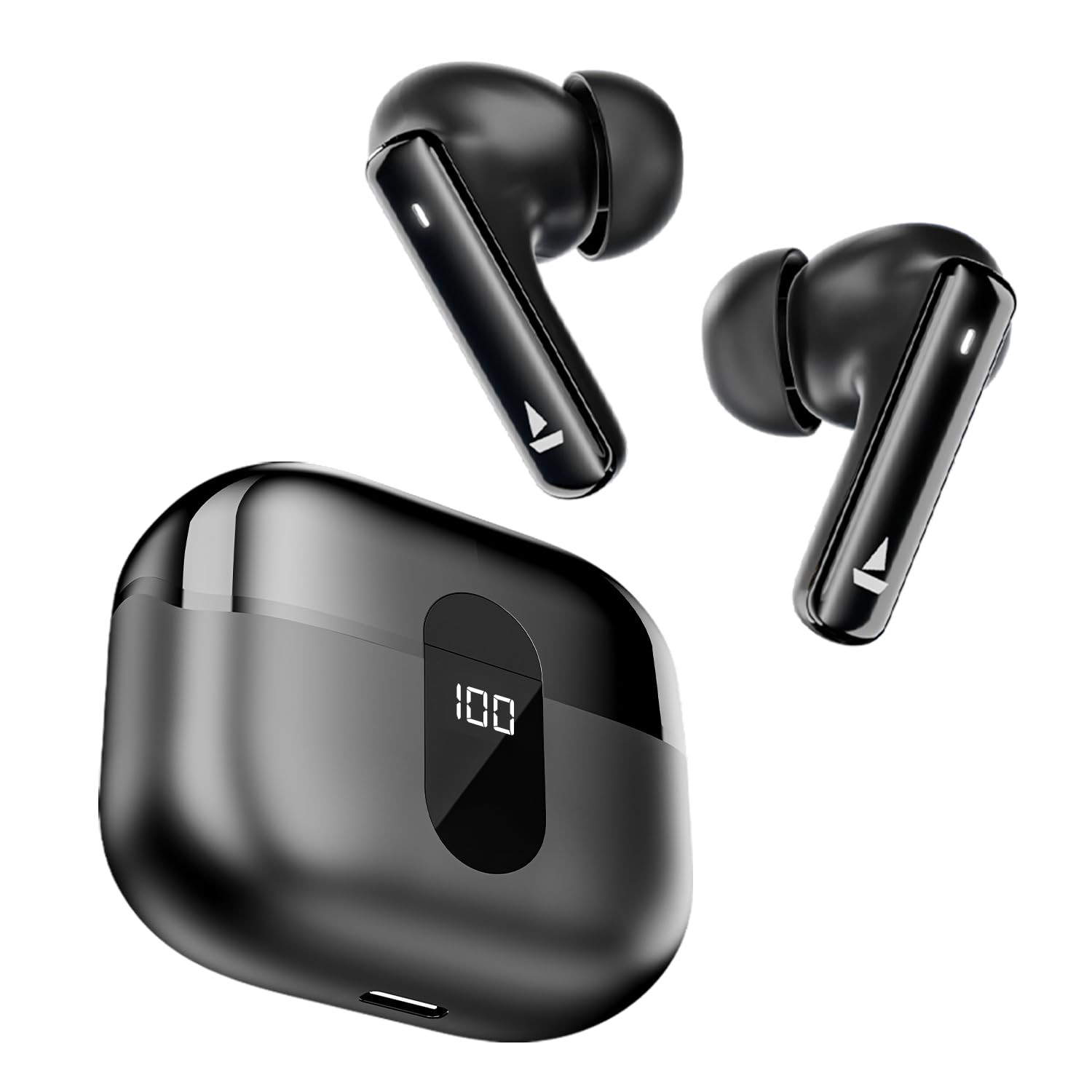 boAt Airdopes 121 Pro Plus 100HRS Battery 4Mics ENx 50ms Low Latency Fast Charge LED Display IPX5 v53 Bluetooth in Ear Earbuds TWS Ear Buds Wireless Earphones with mic Black