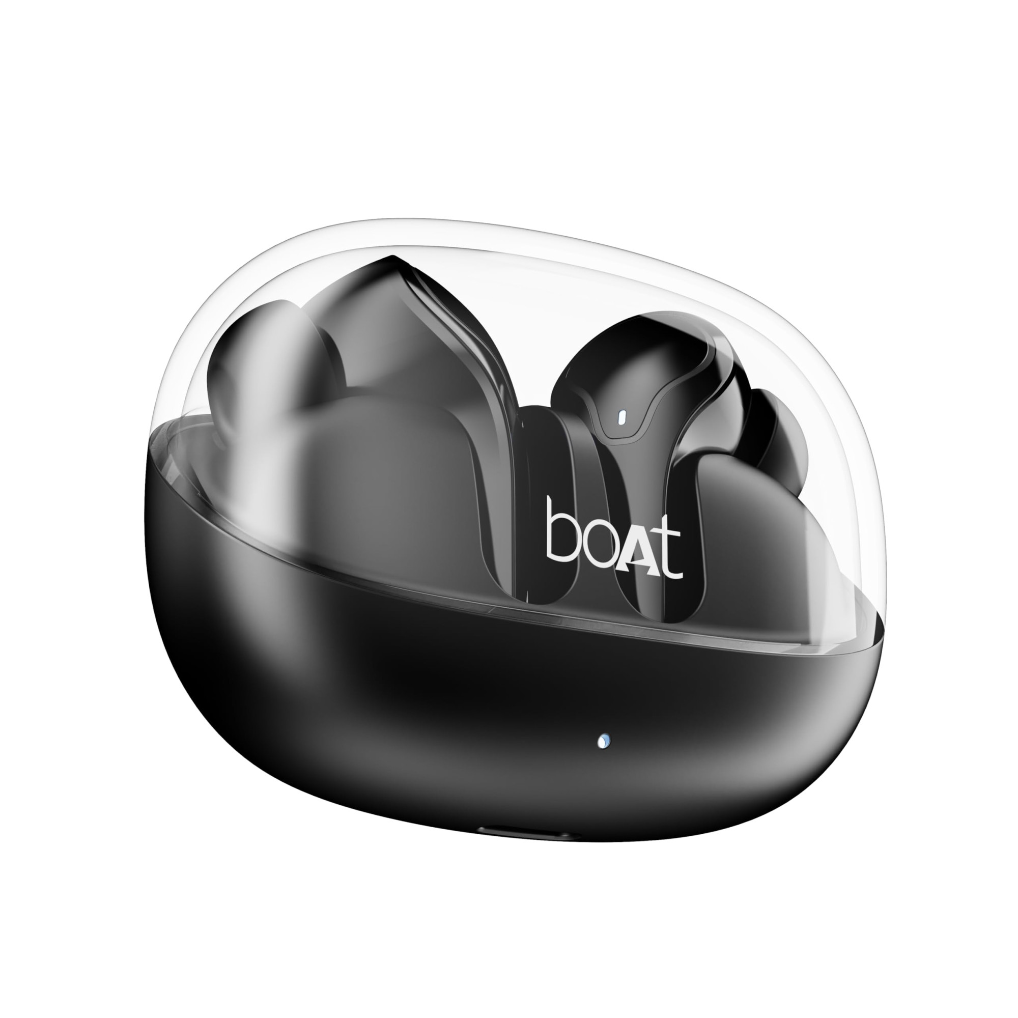 boAt Airdopes 311 Pro 50HRS Battery Fast Charge Dual Mics ENx Tech Transparent LID Low Latency IPX4 IWP Tech v53 Bluetooth Earbuds TWS Ear Buds Wireless Earphones with mic Active Black