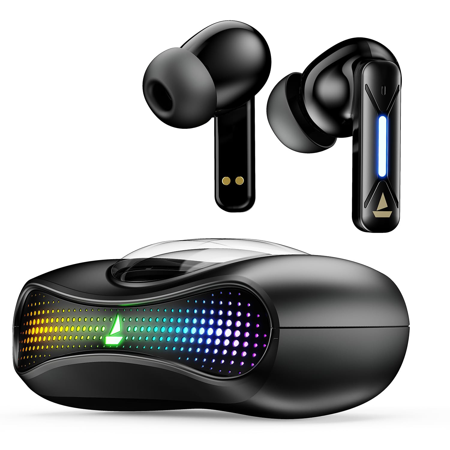 boAt Airdopes Drift TWS in Ear Earbuds 40hrs Playback Beast Mode40ms Latency 4 Mics with ENx Car-Shaped ID with RGB LEDs ASAP Charge IWP Tech BT v54  IPX4 ResistanceBlack Sabre