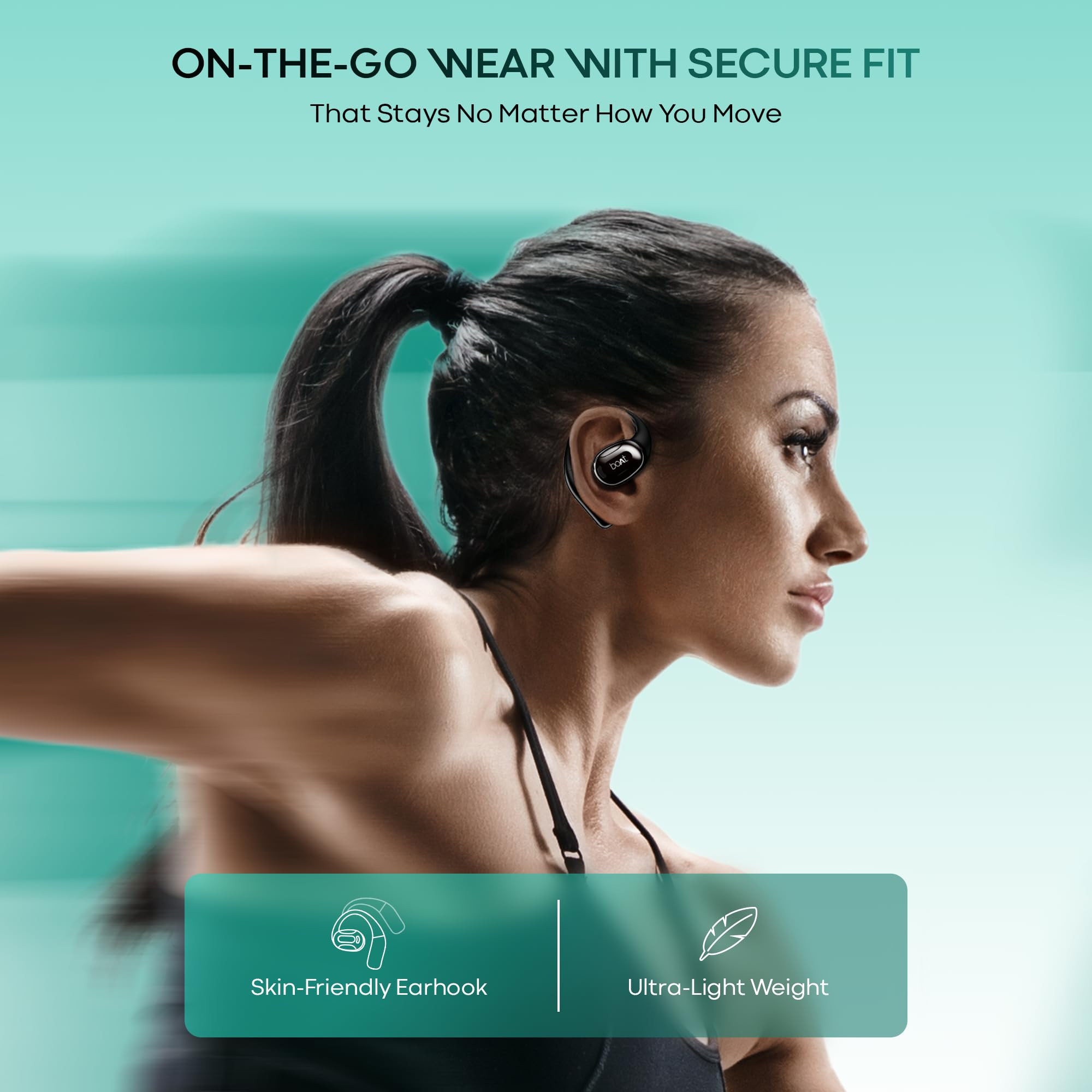boAt Airdopes Progear Open-Ear Ear Buds for Outdoor Sports WAir Conduction Techin Ear4 Mics WAi-Enx 100Hrs Playback15Mm Drivers Secure FitBeast Mode W 40Ms Latency ASAP ChargeActive Black