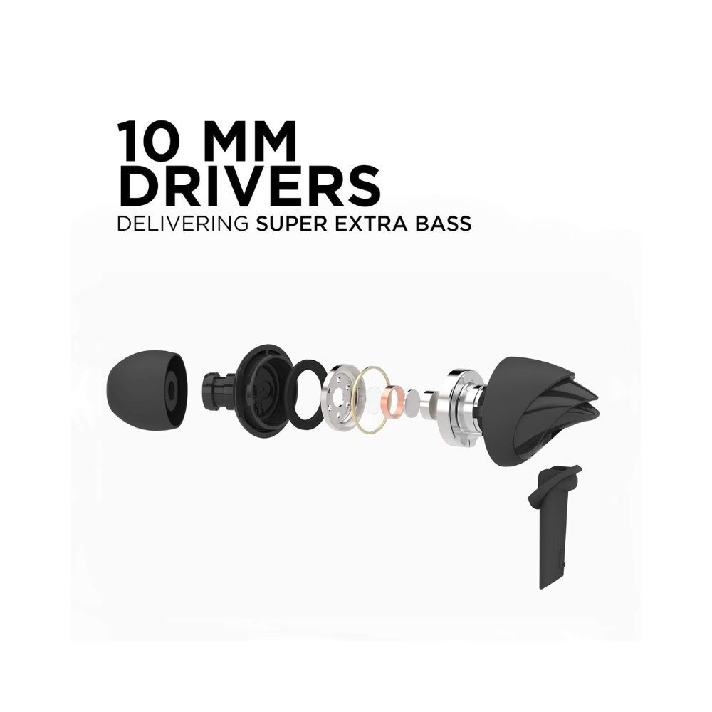 boAt BassHeads 100 in-Ear Wired Headphones with Mic (Black)