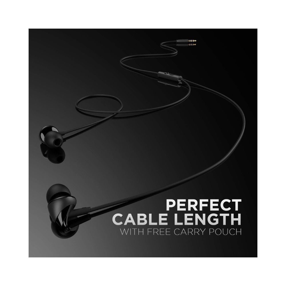 boAt BassHeads 100 in-Ear Wired Headphones with Mic (Black)