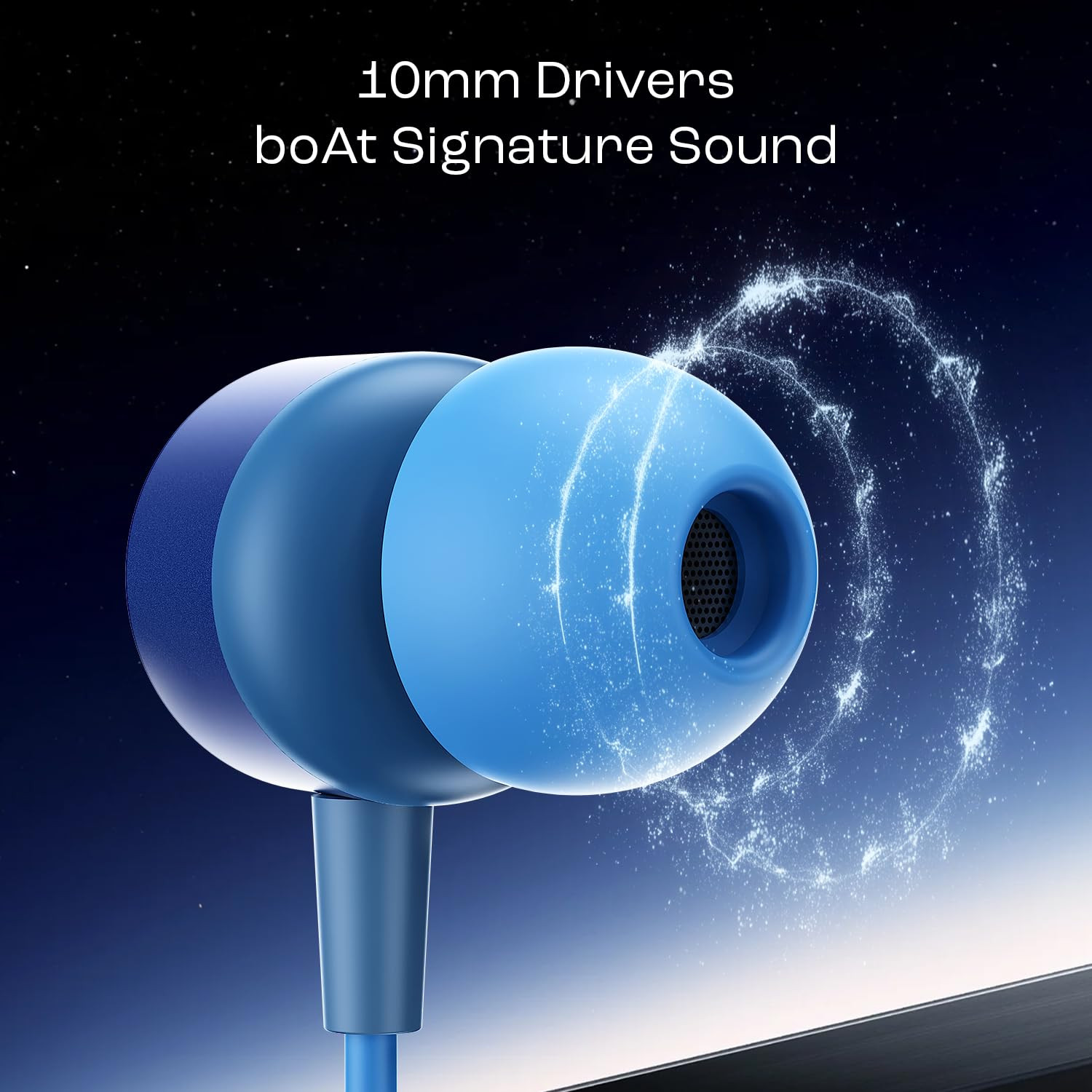 boAt Bassheads 162 V2 Wired Earphones with 10Mm Drivers Metallic in Ear Earbuds Integrated Controls in-Line Microphone Ergonomic Fit Braided Cable  35Mm JackCalm Blue