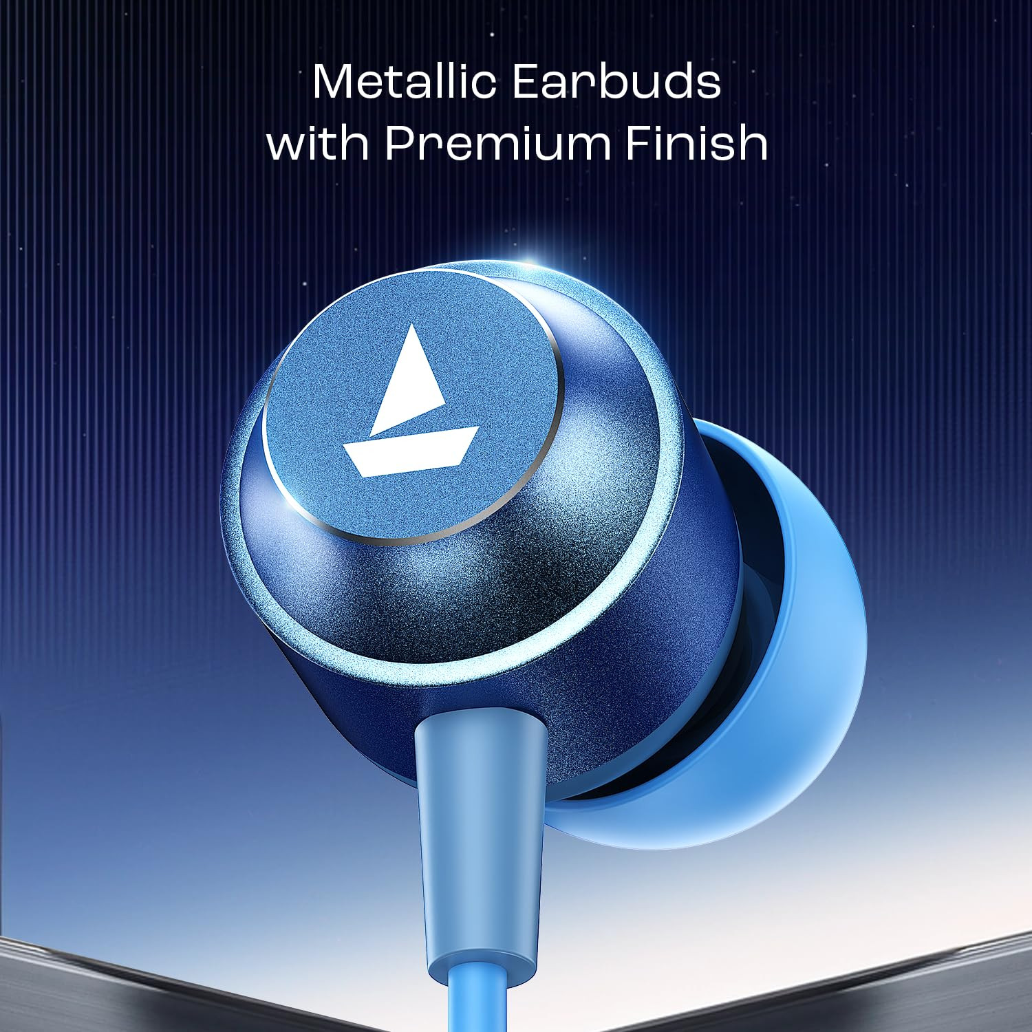 boAt Bassheads 162 V2 Wired Earphones with 10Mm Drivers Metallic in Ear Earbuds Integrated Controls in-Line Microphone Ergonomic Fit Braided Cable  35Mm JackCalm Blue