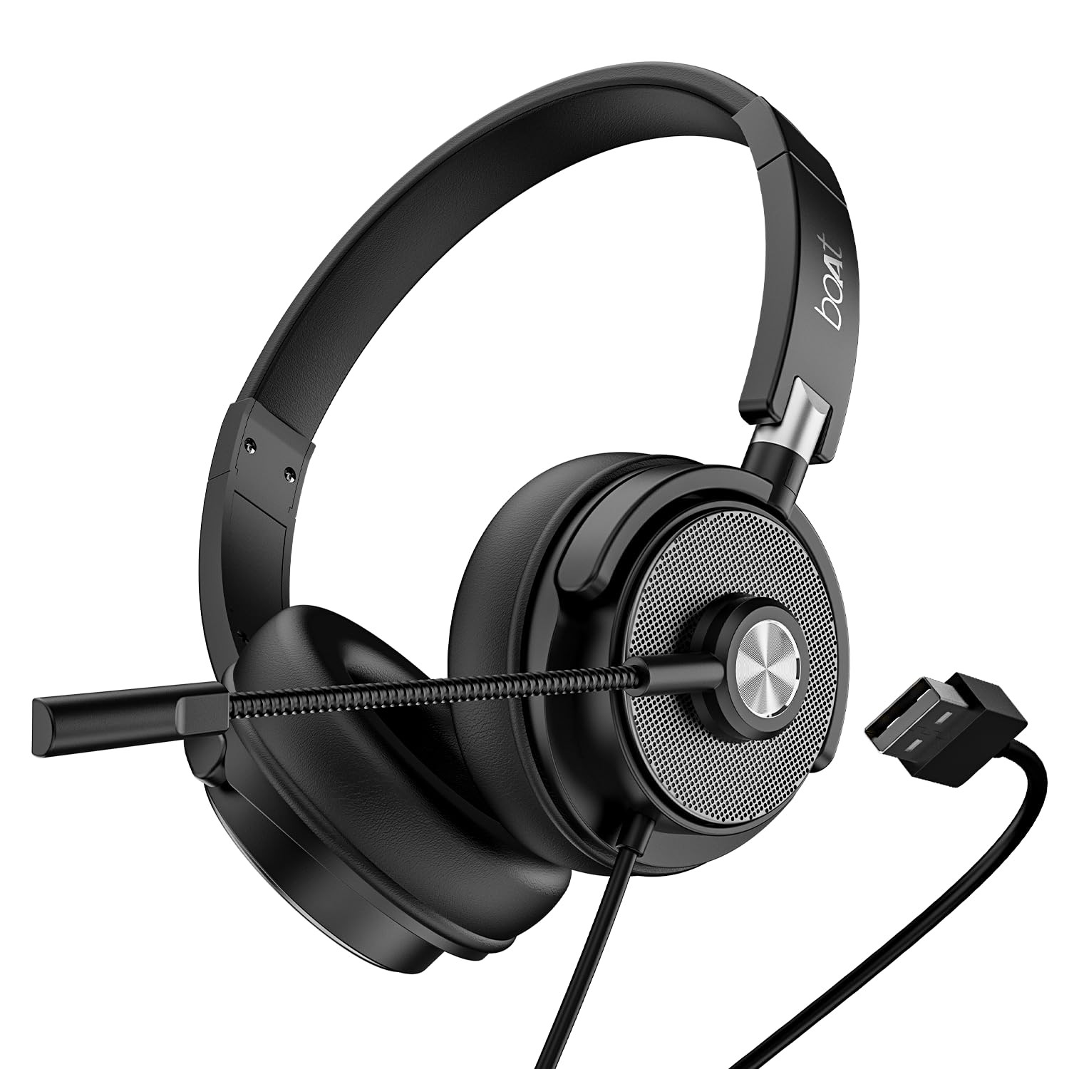 boAt Bassheads 900 Pro Wired Headphones with 40Mm Drivers Lightweight Foldable Design Over Ear Remote Control Unidirectional Retractable Mic Adjustable Headband  USB Type-A CompatibilityBlack