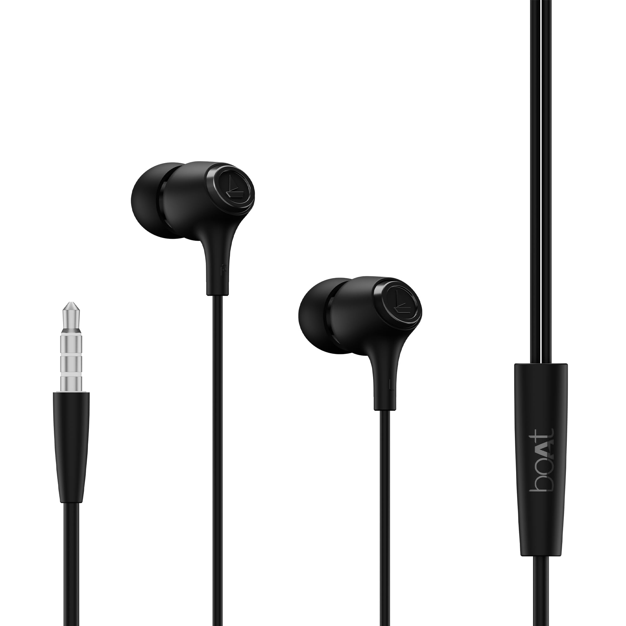 boAt BassHeads 95 2025 Launch Wired Earphones 10mm Drivers Signature Sound in-Line Microphone Integrated Controls Snug Fit Lightweight Voice Assistant 120cm Cable  35mm JackActive Black