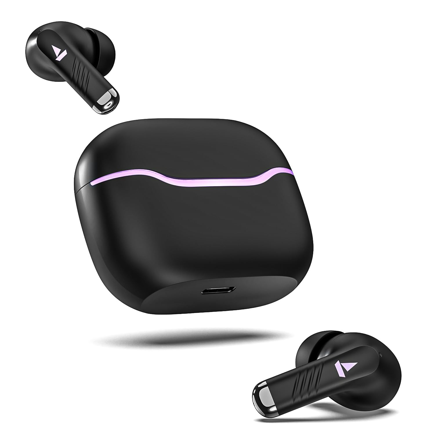boAt Immortal 125 TWS in-Ear Earbuds wup to 40 hrs Playtime Quad Mics with ENx Tech Beast Mode with 40 ms Super Low Latency ASAP Charge IPX4 Resistance RGB LED Lights BT v53Black Sabre