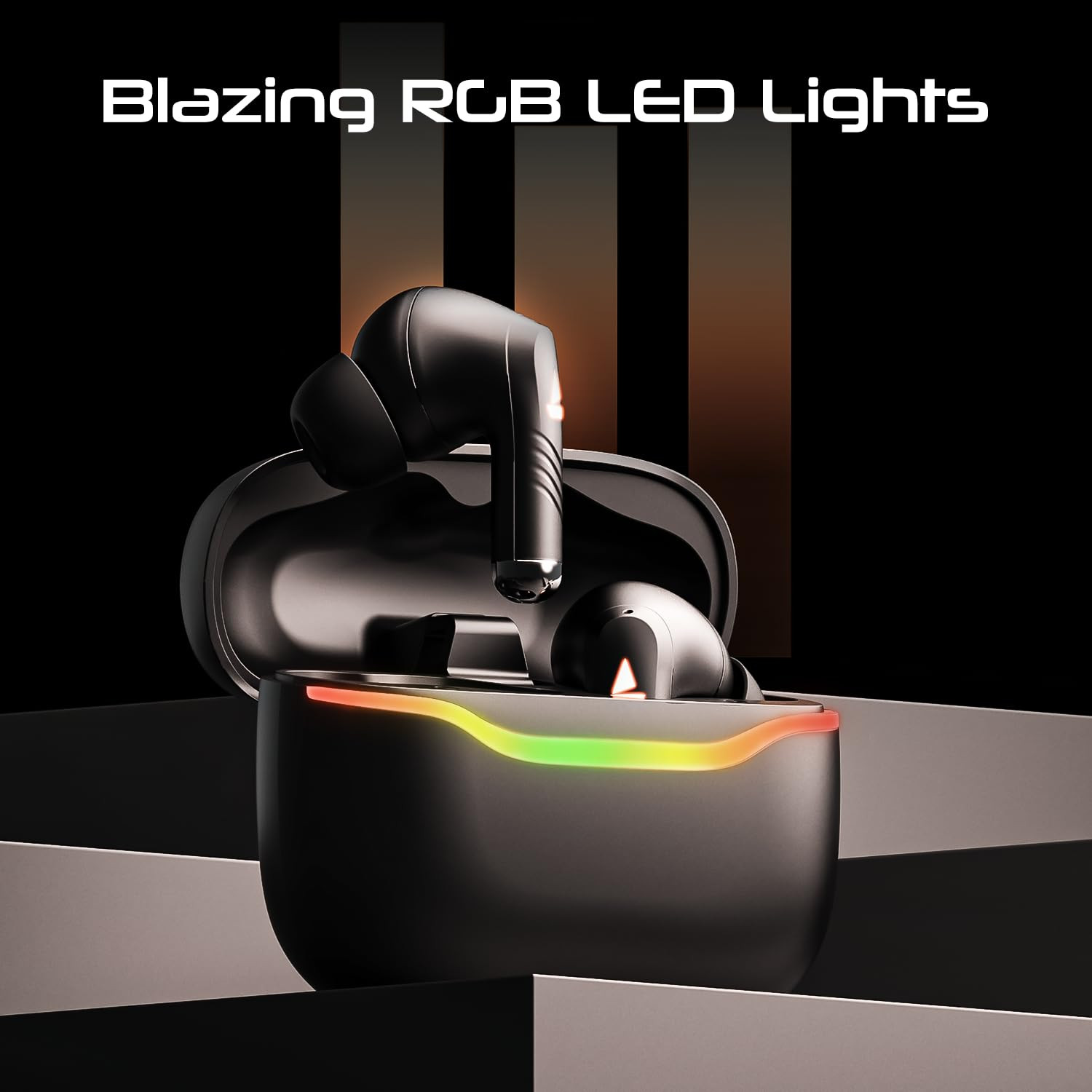boAt Immortal 125 TWS in-Ear Earbuds wup to 40 hrs Playtime Quad Mics with ENx Tech Beast Mode with 40 ms Super Low Latency ASAP Charge IPX4 Resistance RGB LED Lights BT v53Black Sabre