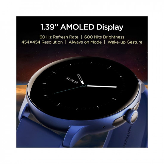 boAt Lunar Call Pro Smart Watch with 1.39 AMOLED Display, BT Calling,DIY Watch Face Studio, Coins, SensAI(Cricket Analysis),Apollo 3 Blue Plus Processor,Ambient Light Sensor(Deep Blue)