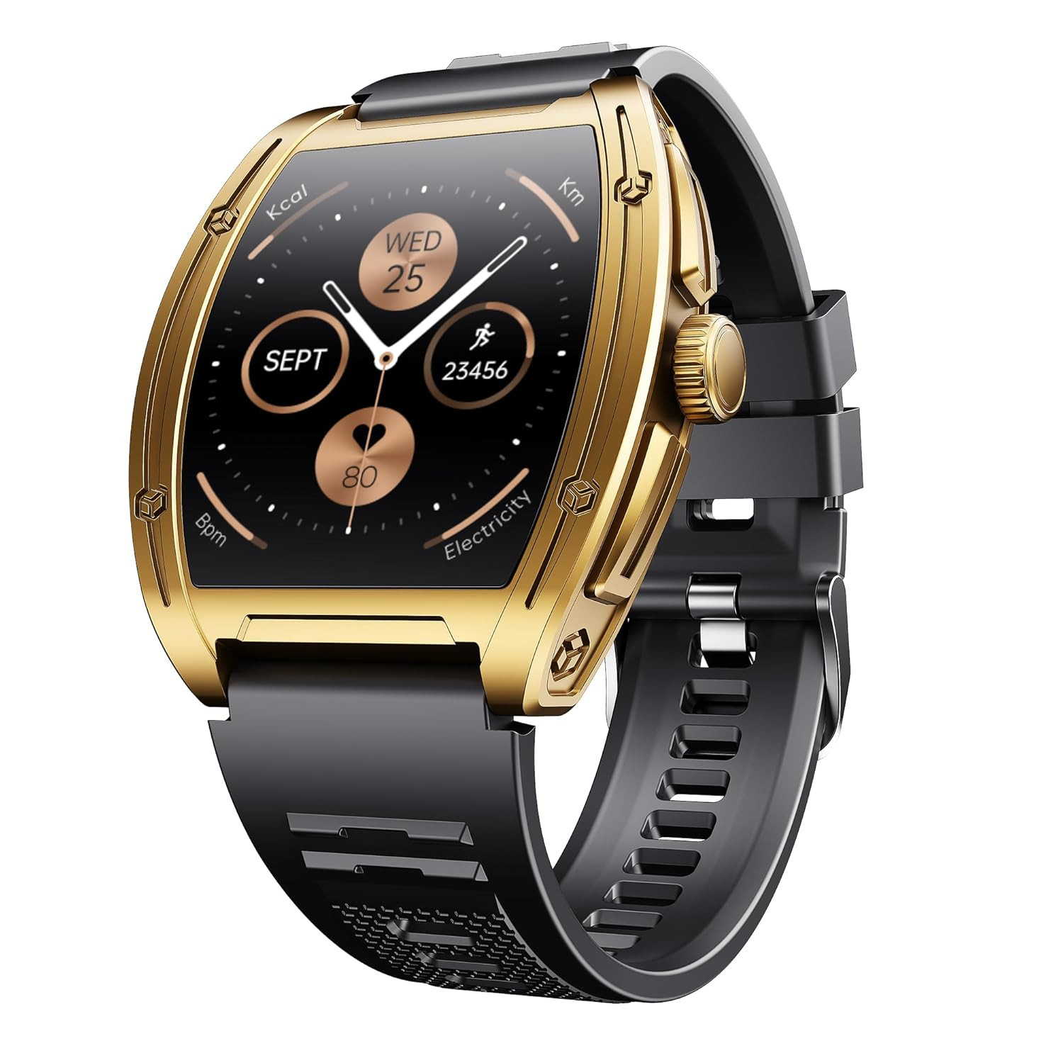 boAt Luxury Smart Watch Enigma Ascend Smart Watch w 176447 cm HD Display Functional Crown BT Calling Upto 5 Days Battery 100Sports Modes 200Watch Faces IP68 HR  SpO2Midnight Gold