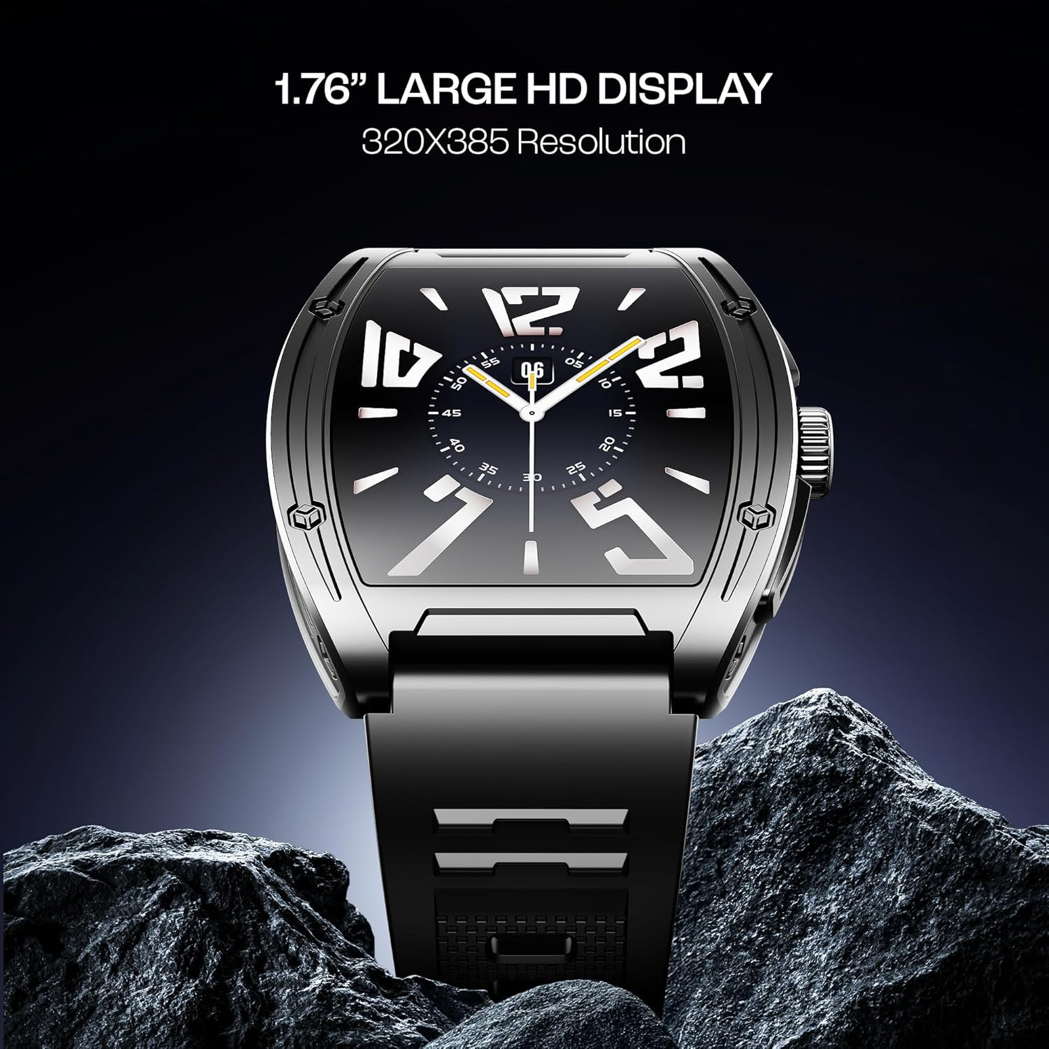 boAt Luxury Smart Watch Enigma Ascend Smart Watch w 176447 cm HD Display Functional Crown BT Calling Upto 5 Days Battery 100Sports Modes 200Watch Faces IP68 HR  SpO2Active Black