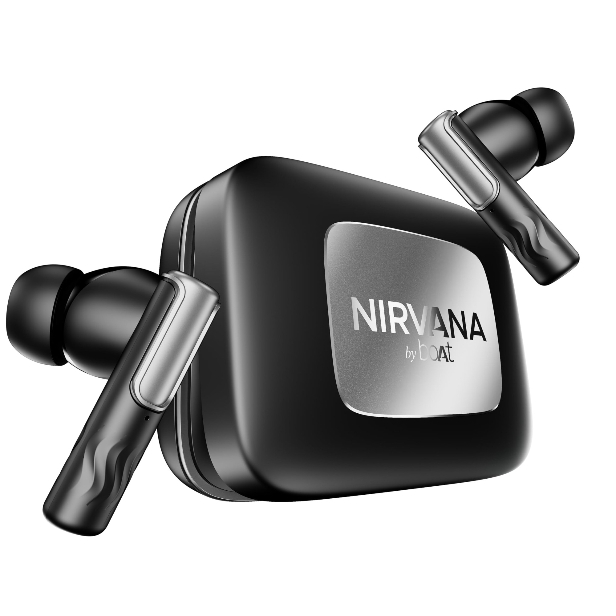 boAt Nirvana Ivy Pro 2025 Launch Dolby Atmos wHead Tracking 52dB Hybrid Adaptive ANCHi-Res LDAC Titanium Dual Drivers Bluetooth Earbuds TWS Ear Buds Wireless Earphones wmic Crystal Black