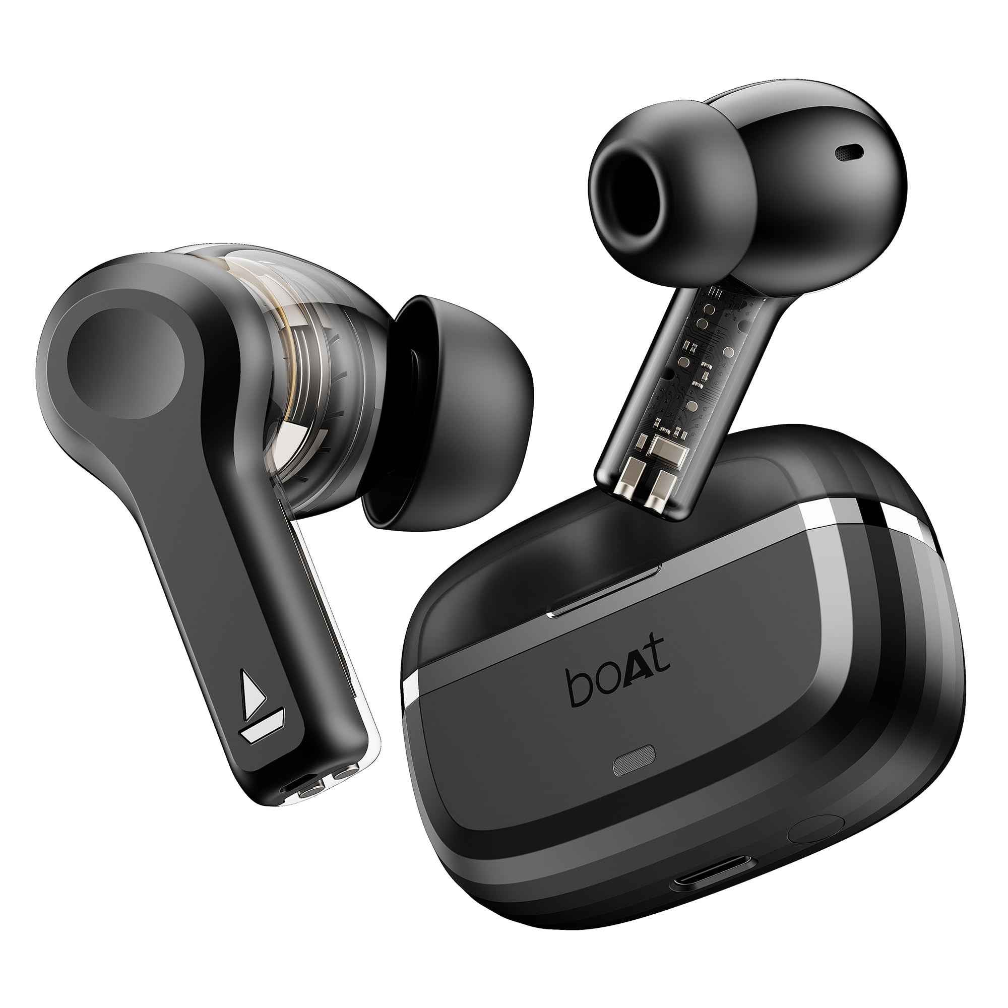 boAt Nirvana Space 360 Spatial Audio Active Noise Cancellation 32dB 100Hrs Battery4Mics ENx Fast Charge v53 Bluetooth Earbuds TWS Ear Buds Wireless Earphones with mic Cosmic Black