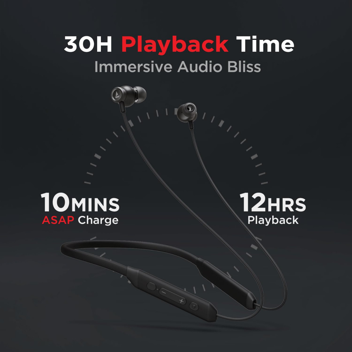 boAt Rockerz 205 Pro in Ear Bluetooth Neckband with Mic Beast ModeLow Latency Upto 65ms ENx Tech for Clear Voice Calls30 Hours Playtime ASAP Charge10mm DriversDual Pairing  IPX5Active Black