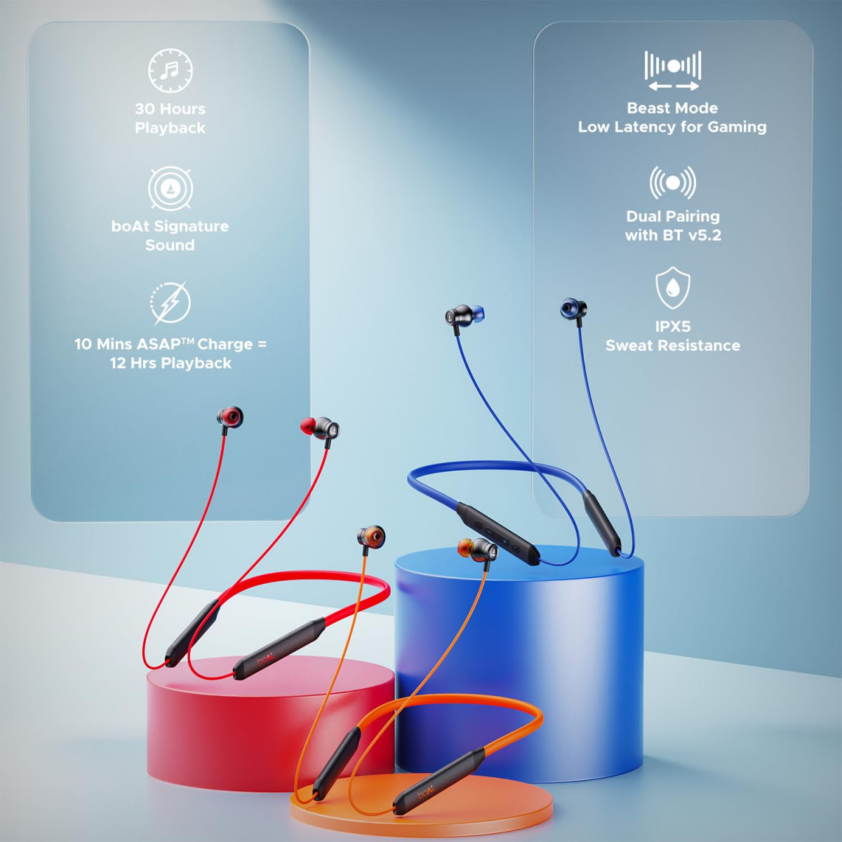 boAt Rockerz 205 Pro in Ear Bluetooth Neckband with Mic Beast ModeLow Latency Upto 65ms ENx Tech for Clear Voice Calls30 Hours Playtime ASAP Charge10mm DriversDual Pairing  IPX5Active Black