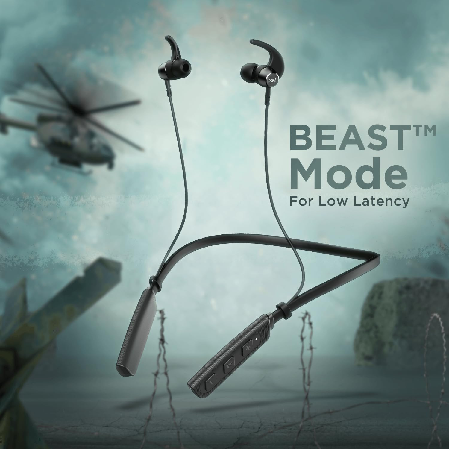 boAt Rockerz 235 Pro Wireless Bluetooth Neckband in Ear Earphone Upto 20 hrs of Playtime Beast Mode Low Latency IPX5 Water  Sweat Resistance ENx Technology Bluetooth v52Active Black