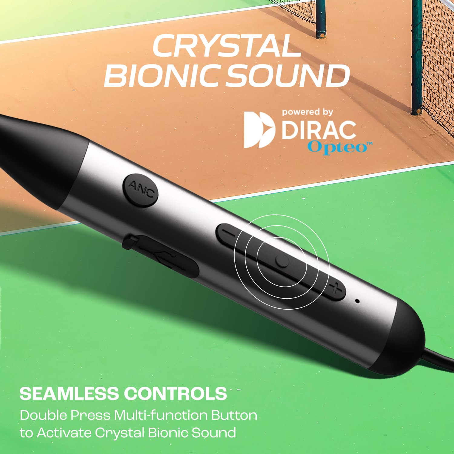 boAt Rockerz 280 ANC wCrystal Bionic Sound Powered by Dirac Opteo Active Noise Cancellation 13mm Drivers ASAP Charge 24H Playback  ENx Tech in- Ear Bluetooth NeckbandGunmetal Black