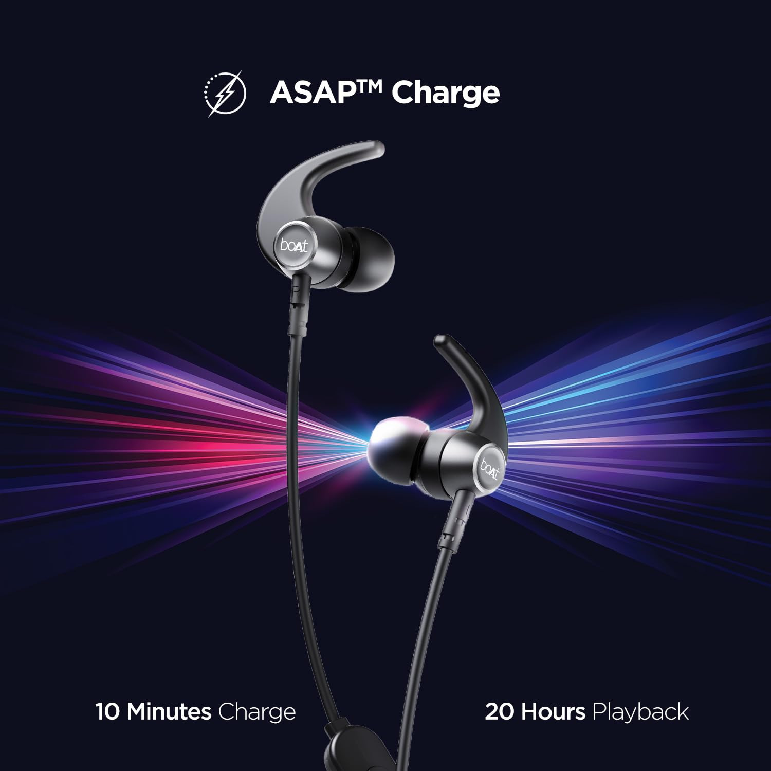 boAt Rockerz 330 Pro in Ear Bluetooth Neckband with 60HRS Playtime ASAP Charge Enx Tech Signature Sound BT V52 Dual Pairing IPX5 with Mic Active Black