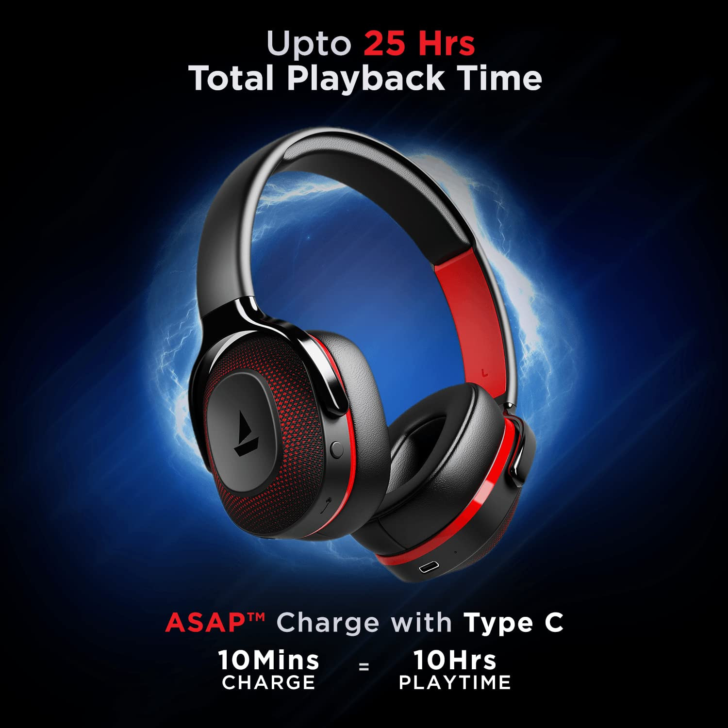 boAt Rockerz 425 Bluetooth Wireless Over Ear Headphones with Mic Signature Sound Beast Mode for Gaming Enx Tech ASAP Charge 25H Playtime Bluetooth V52 Active Black