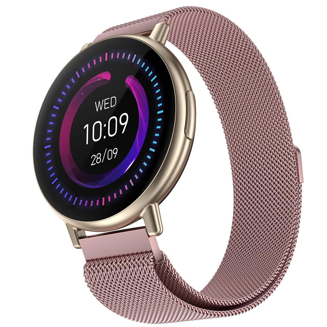 Boltt Fire Destiny Smartwatch- 139 Display Stainless Steel Bluetooth Calling 123 Sports Modes Voice Assistant Health site IP67 Pink