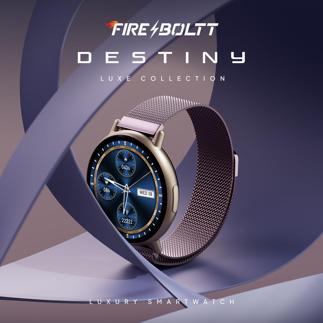 Boltt Fire Destiny Smartwatch- 139 Display Stainless Steel Bluetooth Calling 123 Sports Modes Voice Assistant Health site IP67 Pink