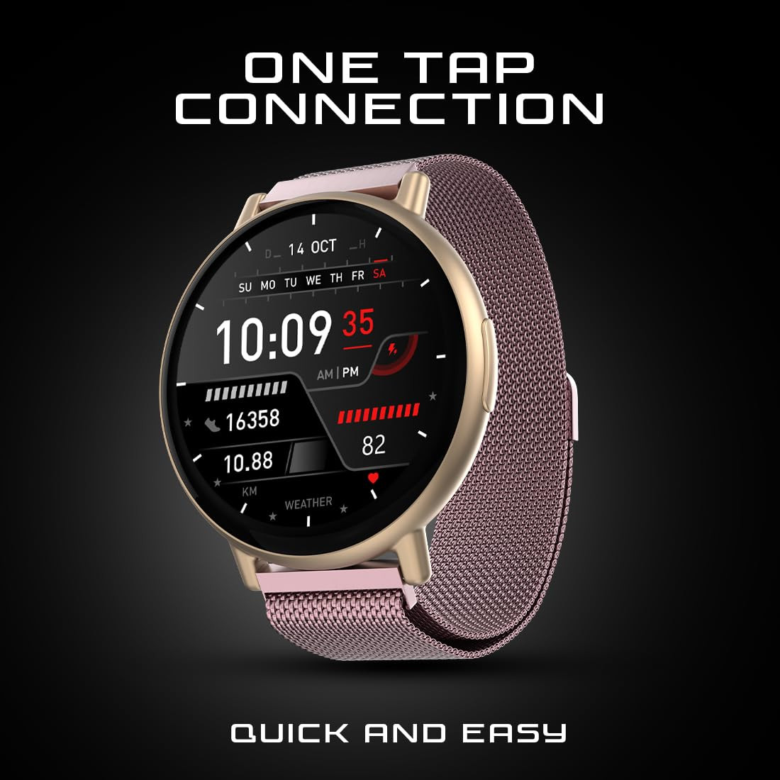 Boltt Fire Destiny Smartwatch- 139 Display Stainless Steel Bluetooth Calling 123 Sports Modes Voice Assistant Health site IP67 Pink