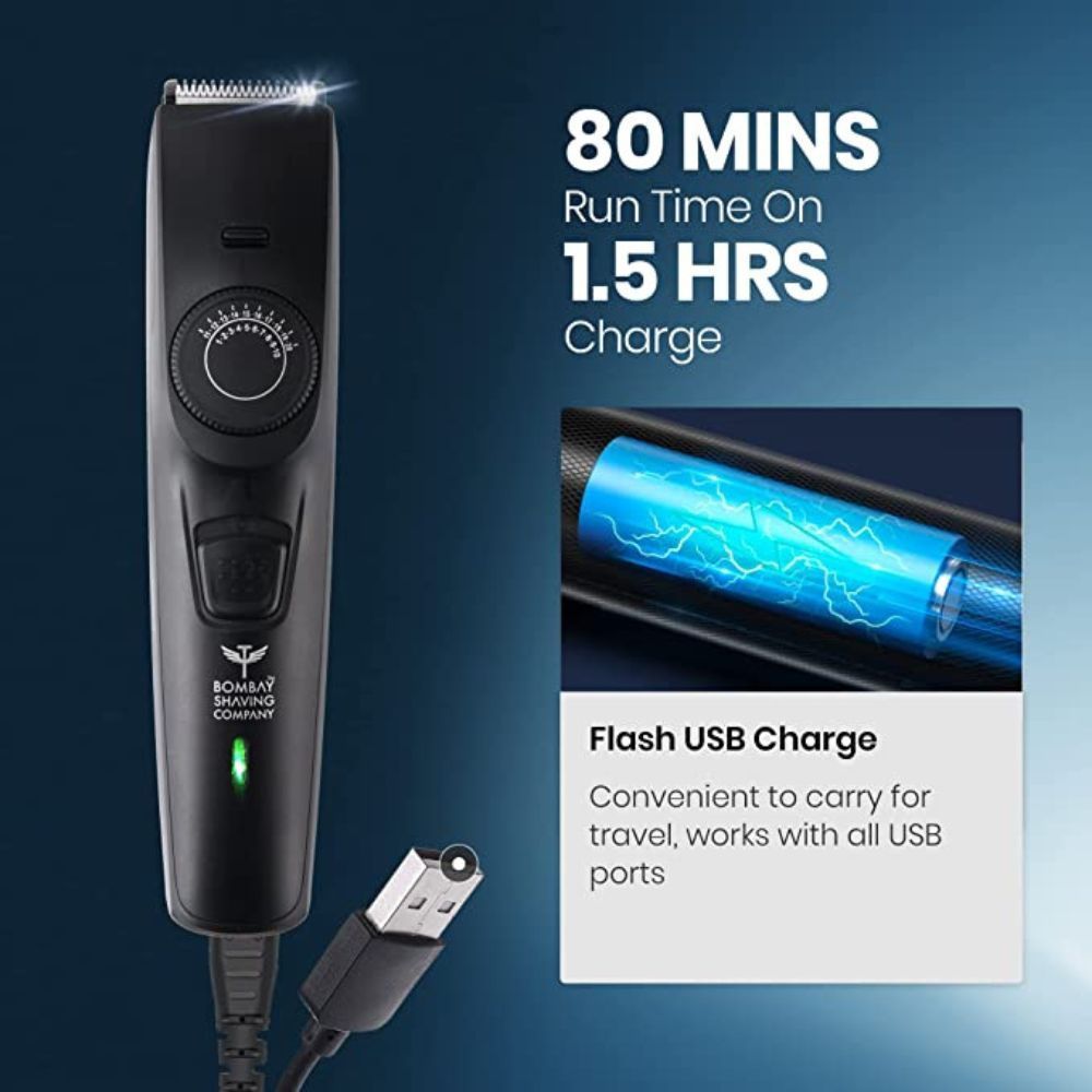 Bombay Shaving Trimmer Men,Flash USB Cable fast Charging (Black)