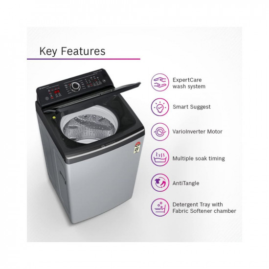 Bosch 6.5 Kg 5 Star Inverter Fully Automatic Top Load Washing Machine (WOI653S0IN, Silver, Anti tangle)