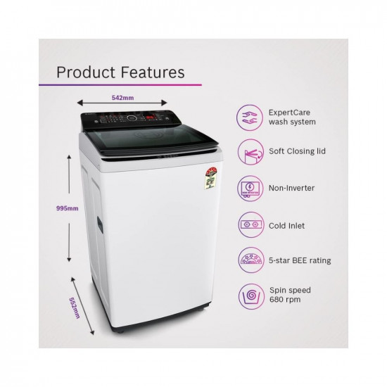 Bosch 7 Kg 5 Star Fully Automatic Top Load Washing MachineWOE701W0IN (White)