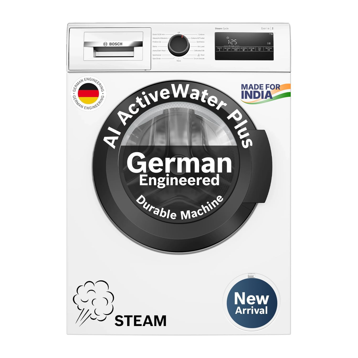 Bosch 7 kg Fully Automatic Front Load Washing Machine WAJ24263IN White
