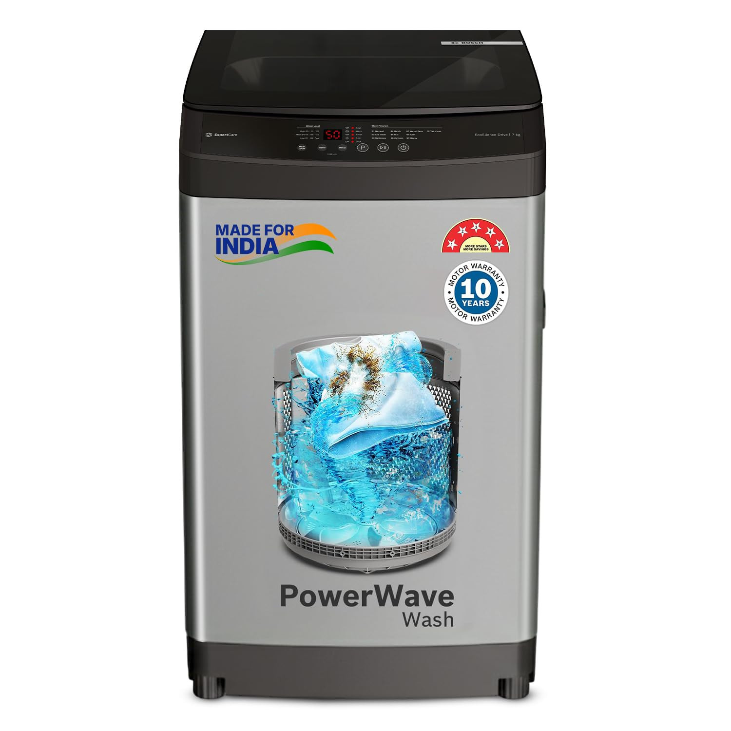 Bosch 7 kg Fully Automatic Top Load Washing Machine WOE70AH0IN Medium Grey