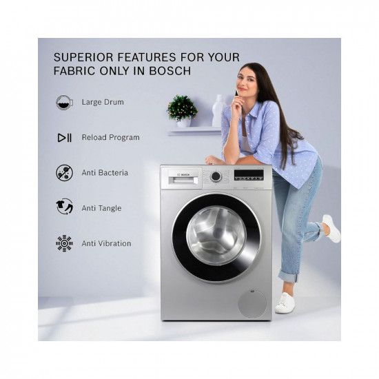 Bosch 8 kg 5 Star 1200RPM INVERTER TOUCH CONTROL Fully Automatic Front Load with Heater Silver (WAJ2426PIN)