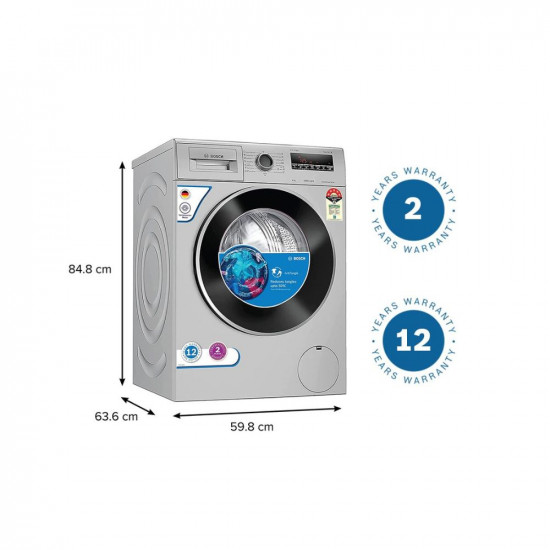 Bosch 8 kg 5 Star 1200RPM INVERTER TOUCH CONTROL Fully Automatic Front Load with Heater Silver (WAJ2426PIN)